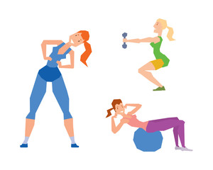Fototapeta na wymiar Girl exercise healthy workout gym sport training vector.