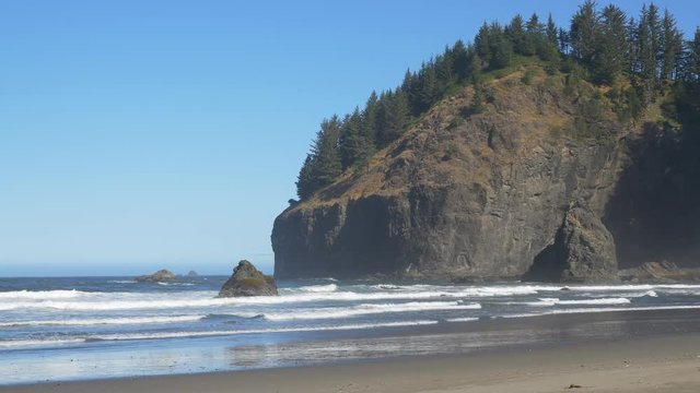 Panning view of the north portion of China Beach, in Samuel H. Boardman State Scenic Corridor, southern Oregon coast.