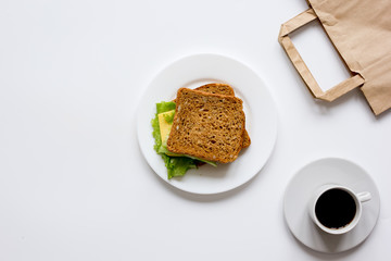 concept of lunch break at work top view mock up
