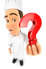 3d head chef holding a question mark icon