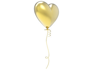 3D illustration gold balloon heart