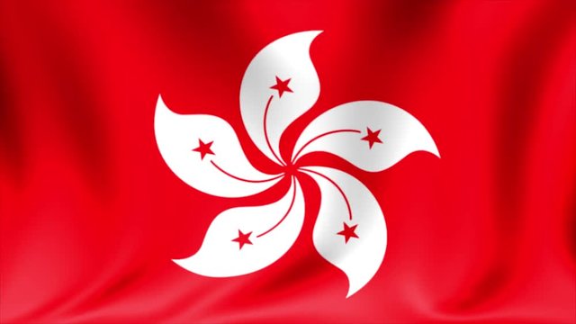 Hong Kong Flag. Background Seamless Looping Animation. 4K High Definition Video.