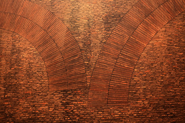 Pantheon Ancient Brick Wall Circles Close Up Rome Italy