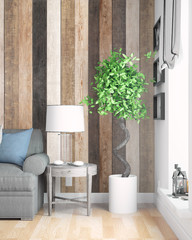 Modern bright interior . 3D rendering