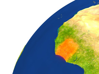 Country of Ivory Coast satellite view