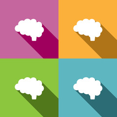 Brain icon with shade on different colors illustration