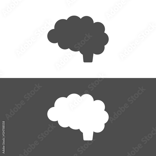"Brain icon on dark and white background illustration" Stock image and