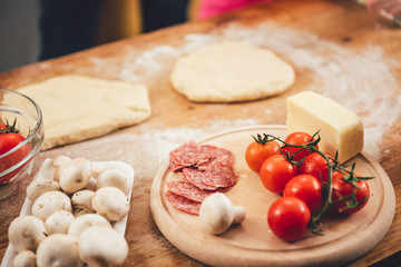 Pizza preparation set of ingredients