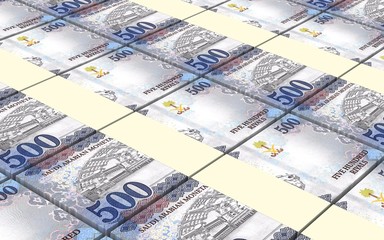 Saudi rials bills stacked background. 3D illustration.