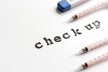Obraz premium concept time health check up on white background