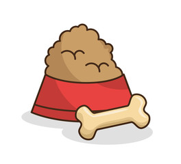 dish pet food with bone vector illustration design