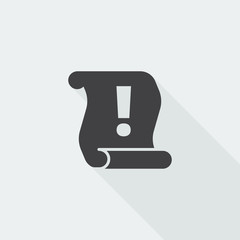 Black flat Important Information icon with long shadow on white