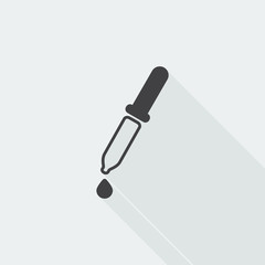 Black flat Pipette icon with long shadow on white background