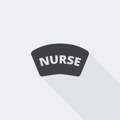 Black flat Nurse icon with long shadow on white background