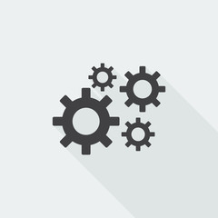 Black flat Process icon with long shadow on white background