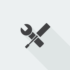 Black flat Service icon with long shadow on white background