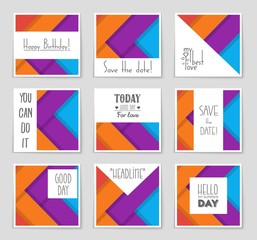 Fototapeta premium Abstract vector layout background set. For art template design, list, front page, mockup brochure theme style, banner, idea, cover, booklet, print, flyer, book, blank, card, ad, sign, sheet,, a4.