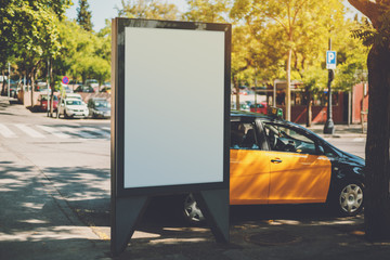 White billboard with copy space for your text message or content, public information board in...