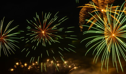 Fireworks bursts at night
