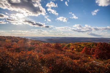 Fall foliage scenery New England mountain hike