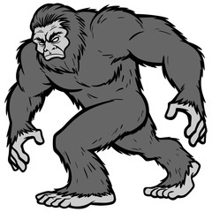 Bigfoot Mascot Illustration - obrazy, fototapety, plakaty