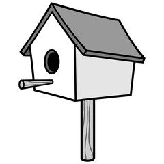 Birdhouse on a Stick Illustration