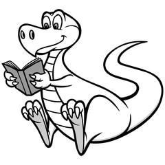 Reading Dino Illustration