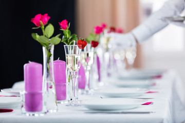 Champagne Glass On Decorated Wedding Table