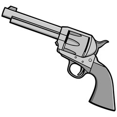 Western Revolver Illustration