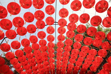 Bangkok, Thailand. A lot of beautiful red Chinese lantern.