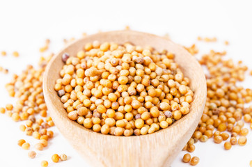 Raw organic mustard seeds.