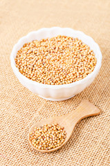 Raw organic mustard seeds.