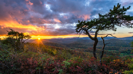 Scenic sunset, Blue Ridge Mountains, North Carolina 