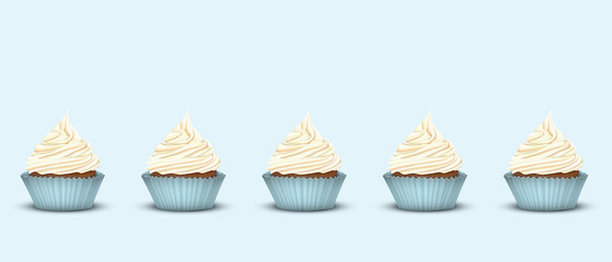 Set of 5 cupcakes with delicious cream