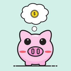 Pig bank cartoon vector design.