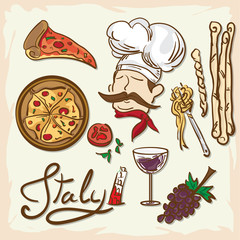 italian foods menu drawing graphic  design objects 