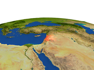 Lebanon in red from orbit