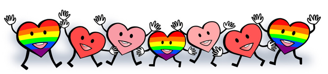 Gay Rainbow Hearts Love Happy Valentine's Day Design
