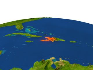 Haiti in red from orbit