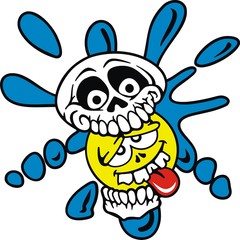 Skull Eating Emoticon - Tribal