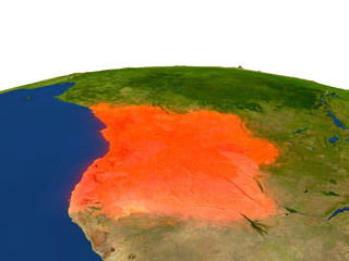 Angola in red from orbit