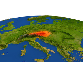 Austria in red from orbit