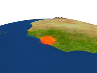 Sierra Leone in red from orbit