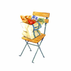 椅子の上におかれたショッピングバッグ