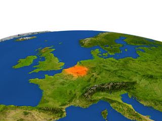 Belgium in red from orbit