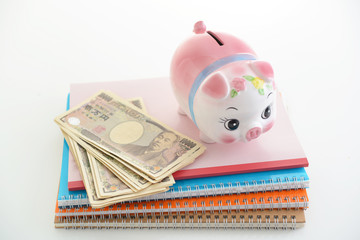 豚の貯金箱とお金