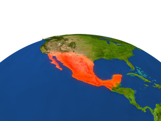 Mexico in red from orbit