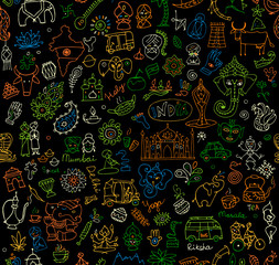 India sketch, seamless pattern for your design