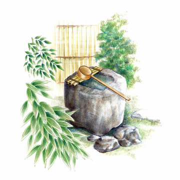 手水鉢・日本の庭