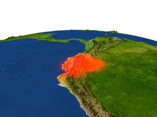Ecuador in red from orbit